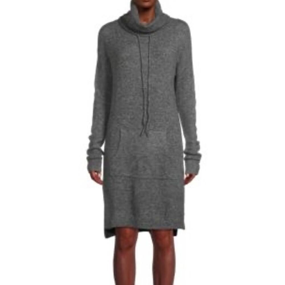 New STITCHDROP Heather Gray Turtleneck Sweater Dress Kangaroo Pocket‎ Women's M